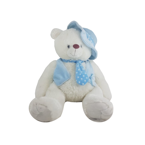 Urso Branco e azul tamanho M